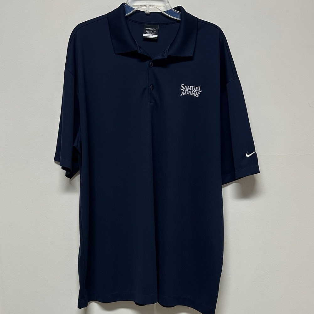 NWOT NikeGolf Dri-Fit Navy Blue Men's Polo Shirt with Samuel Adams logo size XXL